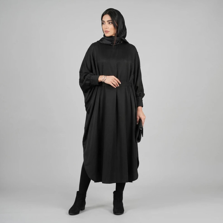 محصول نمونه تستی مانتو زنانه مدل عبایی مرواریدی